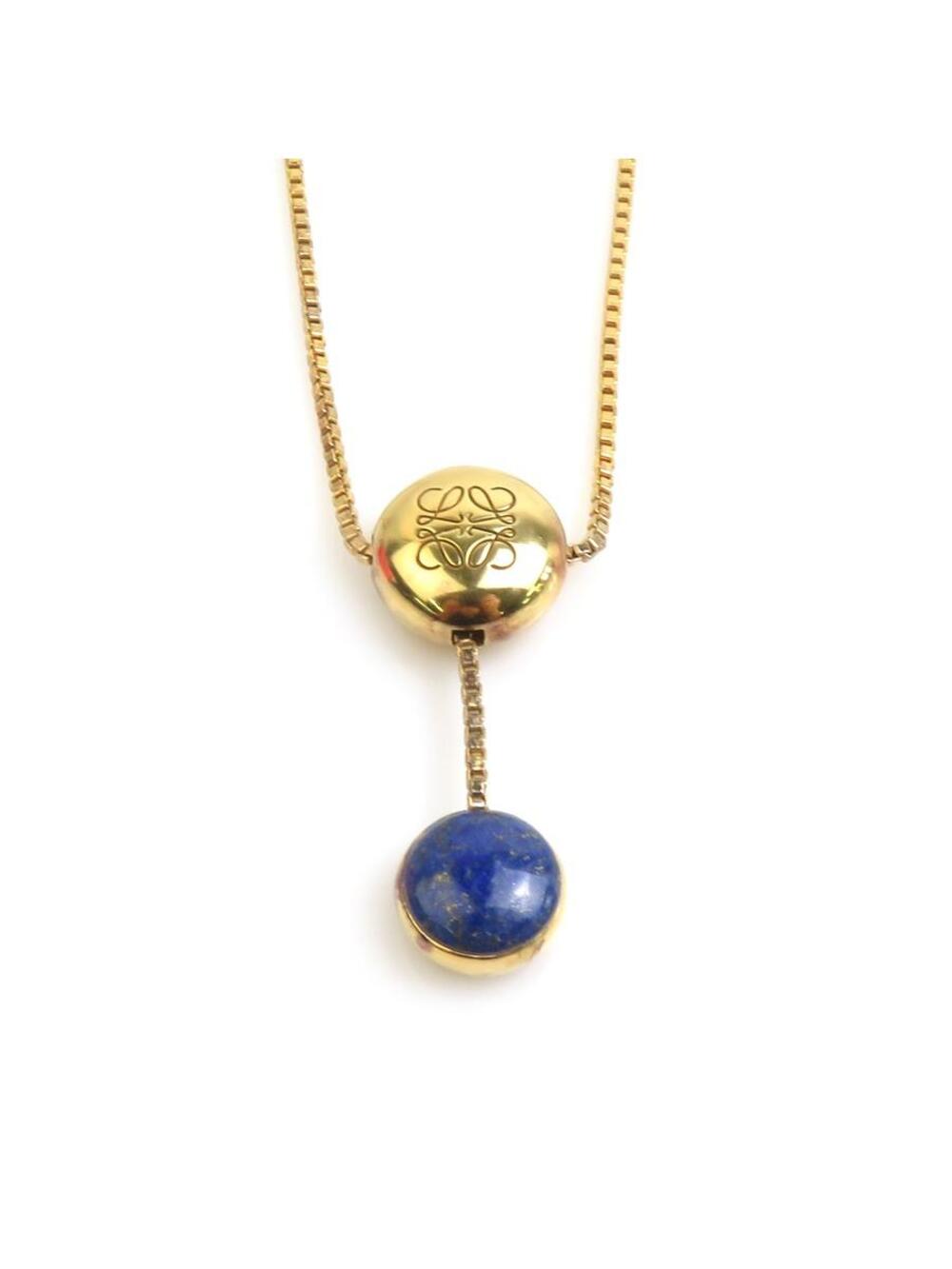 Auth Loewe Necklace Gold/Blue Silver - #371806L31B